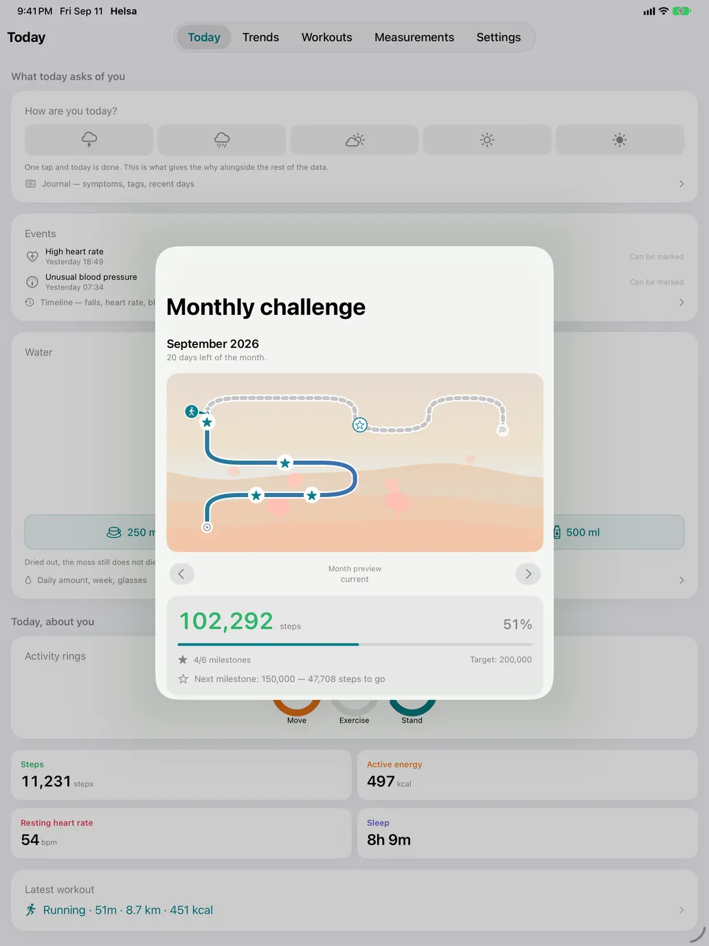 Challenge — The monthly streak, with rest days built in rather than bolted on.
